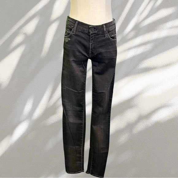 MOTHER Denim ‘The Looker’ Distressed Skinny Jeans in “Destroyed Ride” Gray Sz 26 - Picture 15 of 16